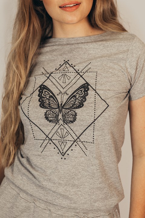 T-Shirt Butterfly Cinza