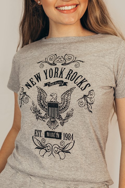 T-Shirt New York Rocks Cinza